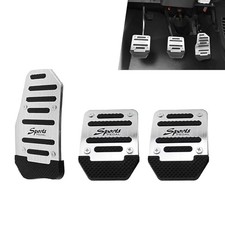 Car Pedal Pads, Thickened Brake Throttle Clutch Foot Pedal Set, 3 PCS Silver