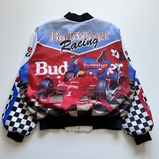 Vintage Budweiser Racing Chalk Line Fanimation Jacket Size XL 90s Made In USA