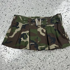 Madden Girl Camo Pleated Micro Mini Skirt Skort Small Rave Cute Y2K Indie Grunge