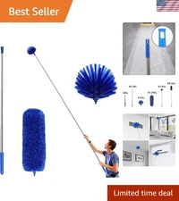 Cobweb Duster with Extension Pole, Washable Cleaning Duster Kit with 2 Duster...