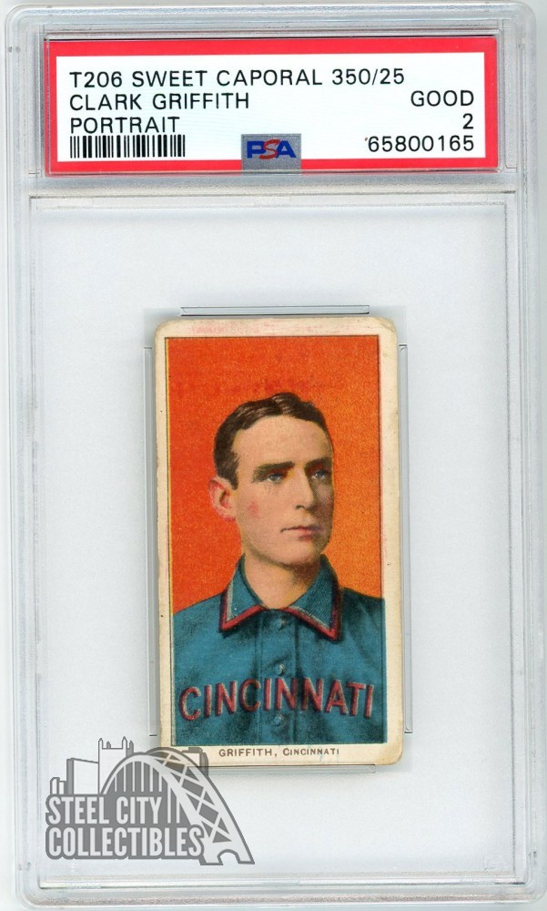Clark Griffith 1909-11 T206 Sweet Caporal Portrait 350/25 Card PSA 2 Good