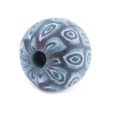 Blue Mosaic Jatim Java Bead Single Bead, 20mm Indonesia Round Glass Large Hole