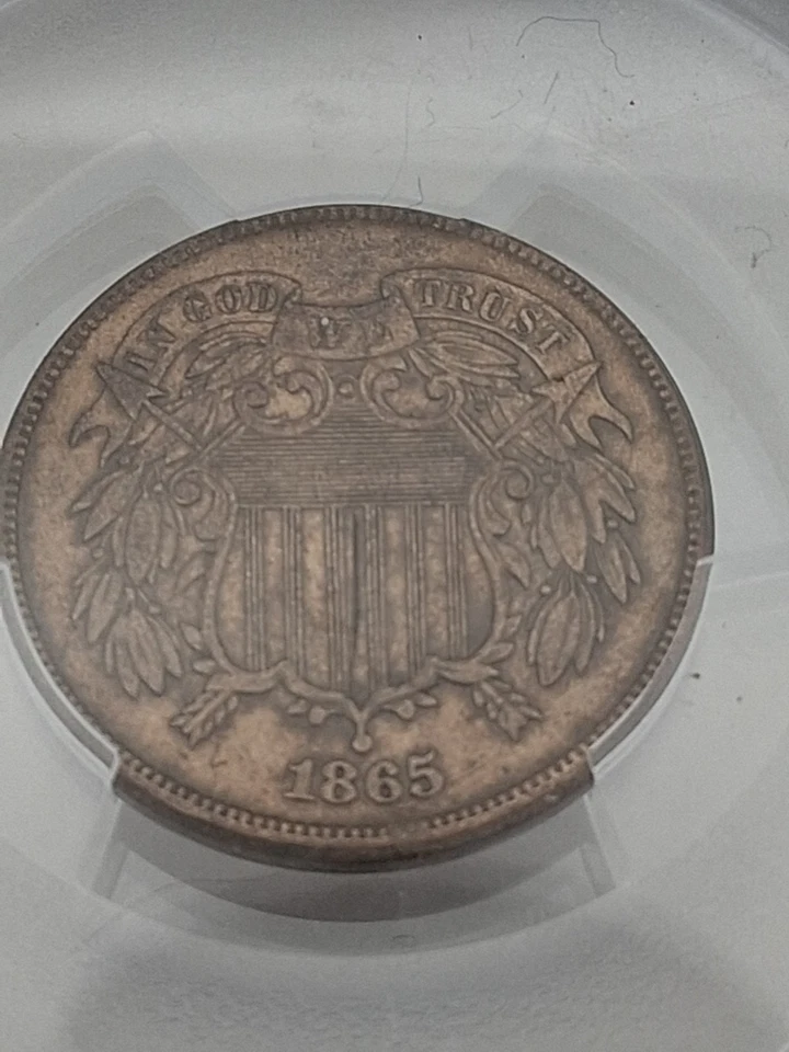 1865 2C FANCY 5 PCGS GRADED DETAILS  XF Scratch - Image 3 of 4