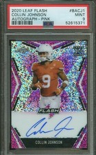 2020 Leaf Flash Pink Collin Johnson RC Rookie JAGUARS AUTO 14/15 PSA 9 MINT