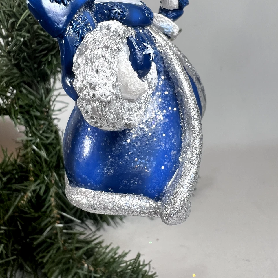 Kurt Adler Muñeco de Nieve Azul y Plata Adorno de Navidad Guirnalda de Pájaro Resina Real 4" Foto 4 de 4