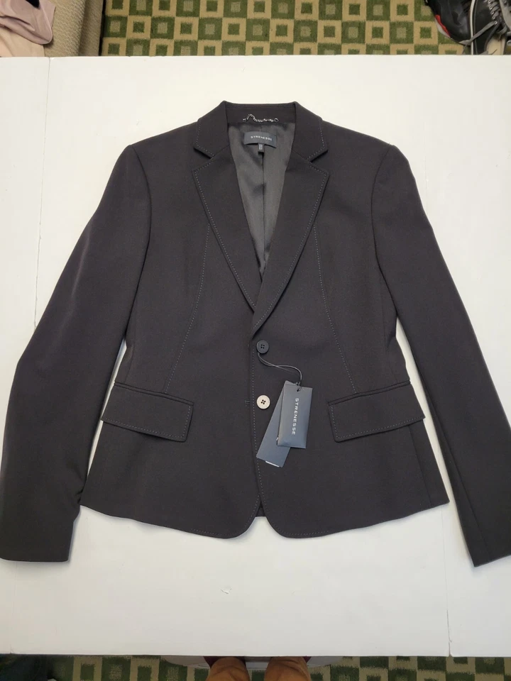 $635 Nueva Chaqueta Blazer STRENESSE PARA MUJER 6 Mediana Negra Bury Poliamida Elastano Foto 2 de 4