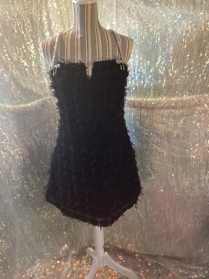 Rebecca Vallance Black Cherie Amour Rhinestone Strap Cocktail Dress NWT Sz  12 | eBay