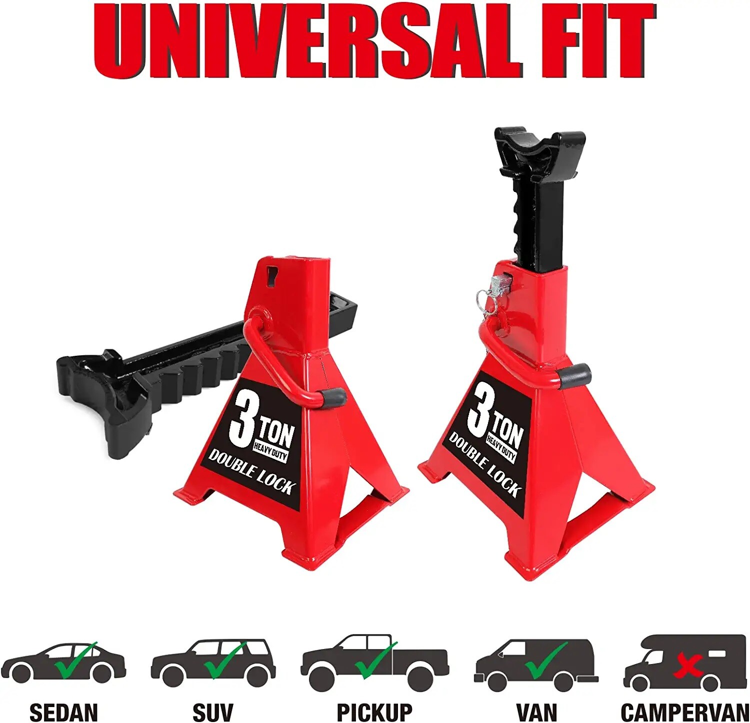 BIG RED 3 Ton Torin Steel Heavy Duty Jack Stands f or Double Locking
