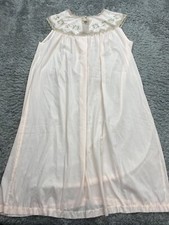 Vtg Barbizon Nightgown Womens Medium Pink Lace Beaded Blendaire Batiste 70s USA
