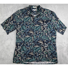 Vintage Men's Pierre Cardin Tropical Print Short Sleeve Button Down Shirt Large