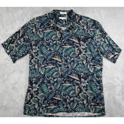 Pierre Cardin, Vintage Men's Pierre Cardin Tropical Print Short Sleeve Button Down Shirt Large