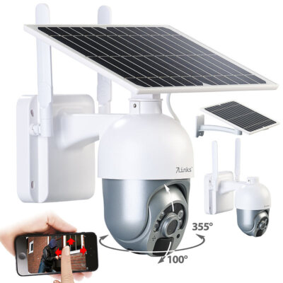 7links 4G-Pan-Tilt-Überwachungskamera, Full HD, Akku, Solarpanel, App, IP65