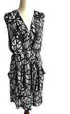 Collective Concepts Women Dress  Black White Sleeveless Made in USA Size L