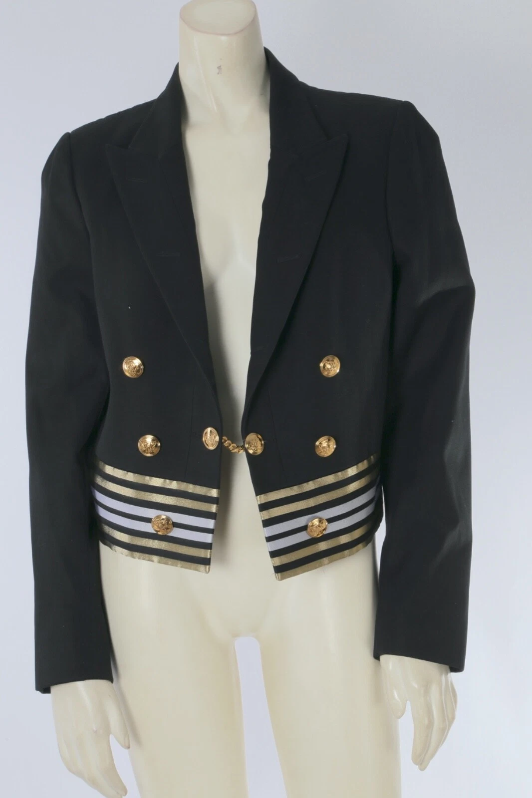 GUCCI Blazer doppiopetto nero a righe oro taglia 42