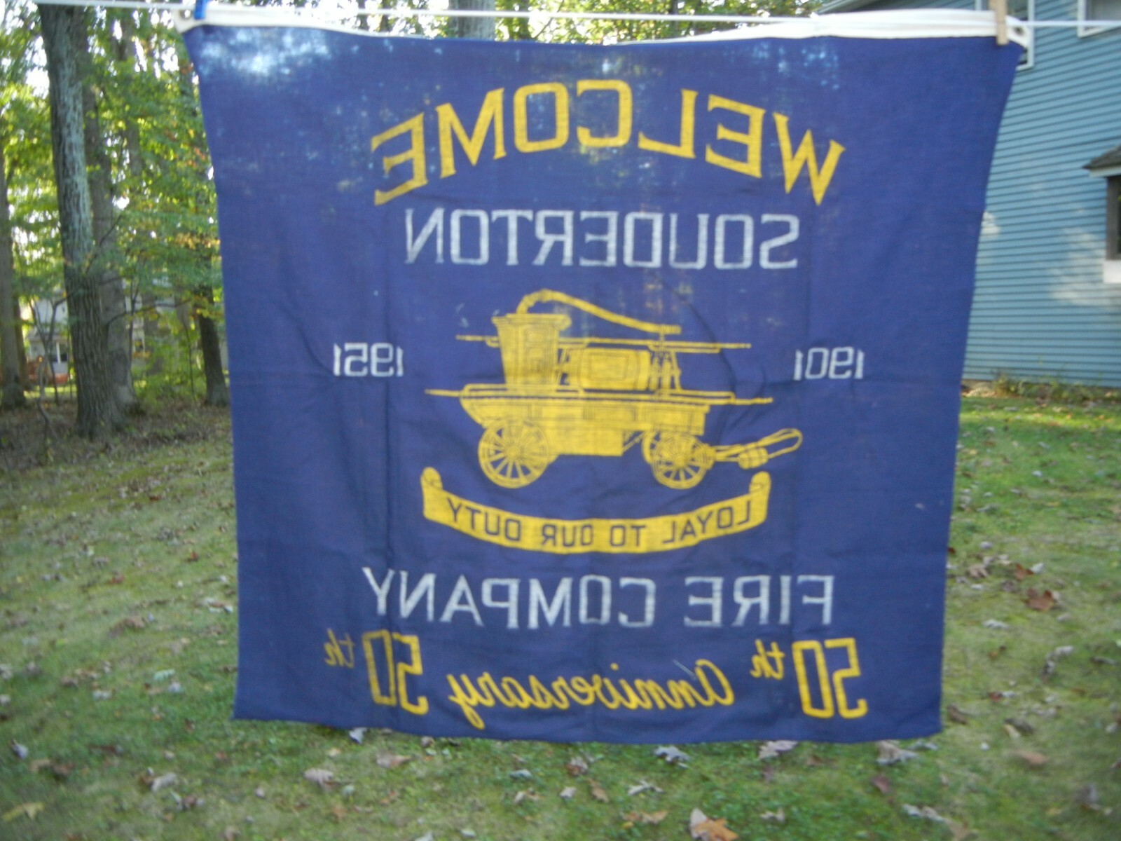 Vintage Fire Company Banner for 50th Anniversary of Souderton Pa Fire