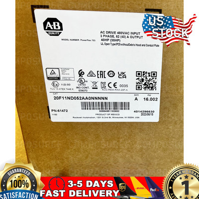 20F11ND052AA0NNNNN AB PowerFlex Air Cooled 753 AC Drive New In Box