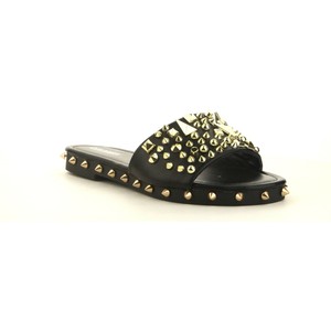 black spiked flats