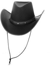 Black Cowboy Hat Texan Wild West Cowgirl Fancy Dress Festival Party Accessory