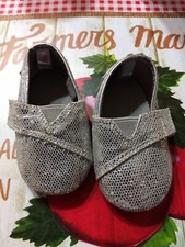 Stepping Stones Infant Baby Girl Bright Silver Glitter Dressy Crib Shoes 3-6M