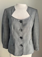 Jones New York Suit Blazer Plaid Sz 10 Excellent Condition 3/4 Sleeve