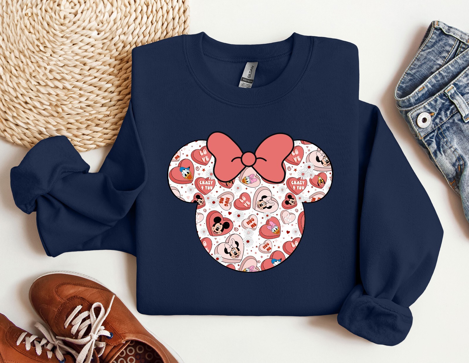 Minnie Mouse Ear Valentines Day Sweatshirt Disney Love Heart Crewneck image 6