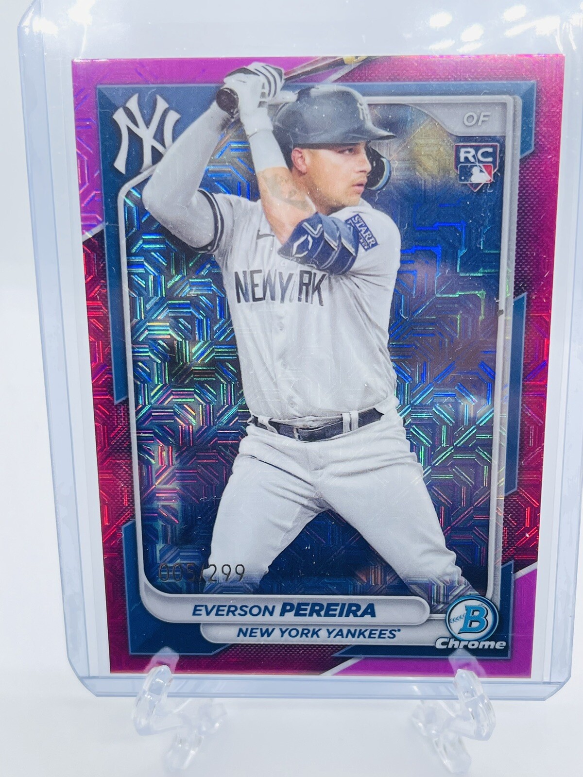 EVERSON PEREIRA 2024 Bowman Chrome Rookie Mojo Refractor Fuchsia 005/299 YANKEES