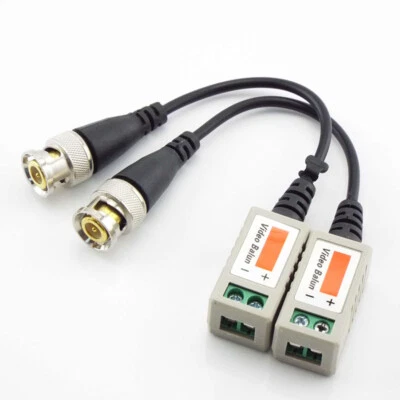 Cable coaxial adaptador conector BNC Balun de video pasivo para cámara CCTV de 2/4 piezas