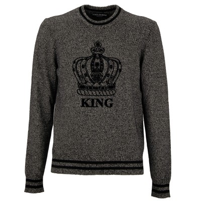 DOLCE & GABBANA Crown King Cashmere Sweater Sweatshirt Gray Black 