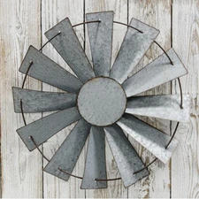 New Rustic Primitive Farmhouse Chic Barn GALVANIZED WINDMILL Wall Hanging