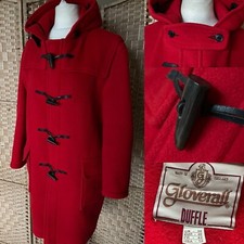 Gloverall Tomato Red 80% Wool Duffle Coat Uk 10 Oversized Pockets Toggles Arty