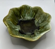 CALIFORNIA USA POTTERY CERAMIC LUSTER DISH BOWL Green Glaze