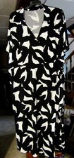 NINE WEST BLACK/WHITE ABSTRACT LONG 50” L MIDI WRAP DRESS PLUS WOMANS 4X