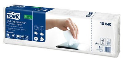 Tork 10840 Xpressnap Spenderserviette unbedruckt / Weiße Papierserviette 