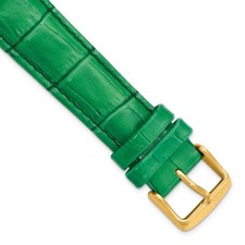 DeBeer 24mm Green Crocodile-Style Grain Chrono Gold-tone Buckle Watch Band