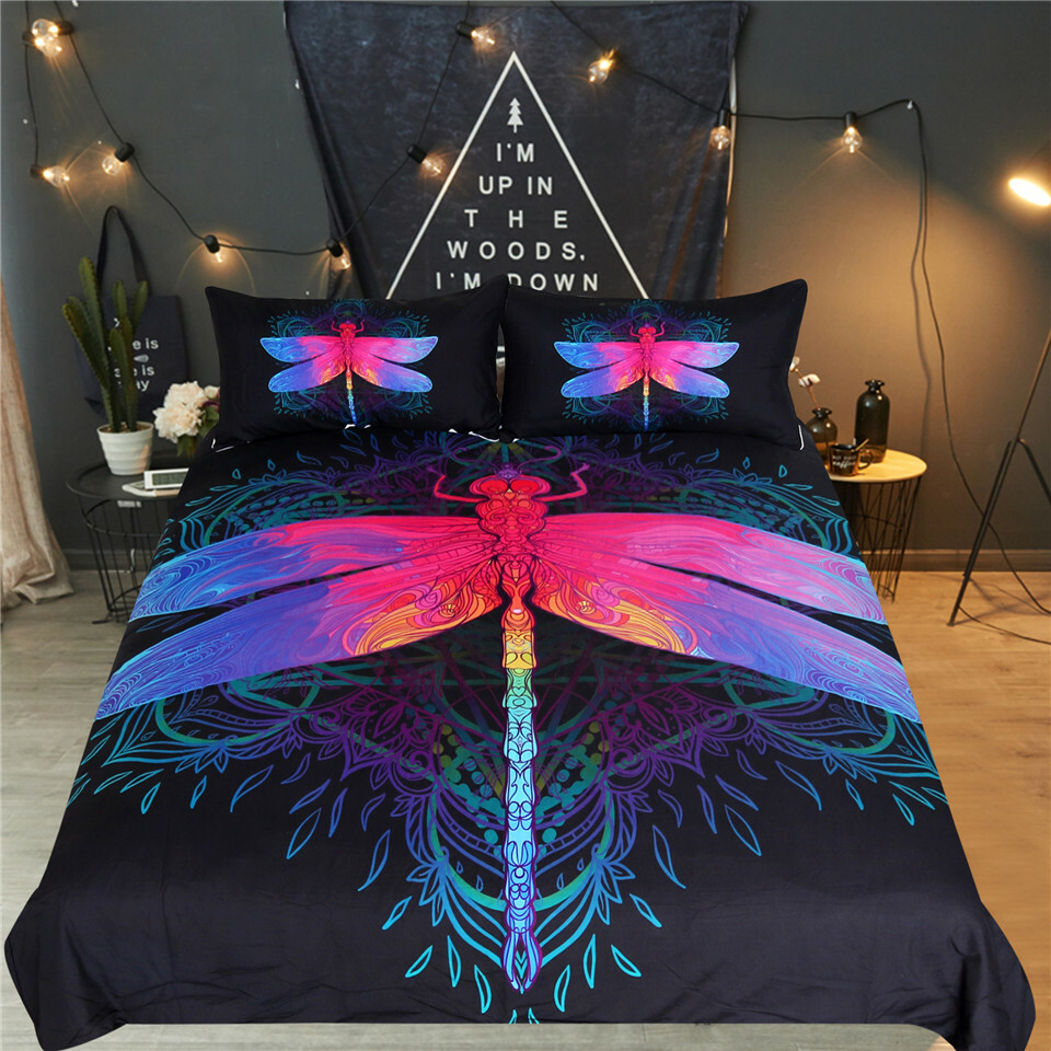 Dragonfly Mandala Bedding Colorful Twin Full Queen King Duvet Cover Set Wysoka jakość, obfitość