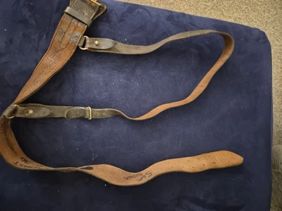 Sam Browne Genuine Leather Belt and Cross Strap Military Army - Image 1 of 4
