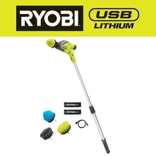 USB Lithium Telescoping Power Scrubber Kit with (2) 2Ah Batteries, Charging Cabl