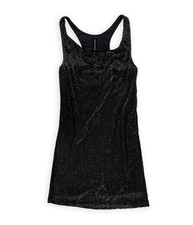 W118 Womens Crystal Beaded Tank Dress, Grey, Large