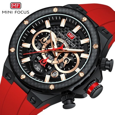 MINI FOCUS Men's Military Multifunction Chronograph Calendar Sports Quartz Watch