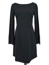Ann Taylor Dress Womens Medium Black Stretch Knit Long Slit Cuff Sheath A-Line
