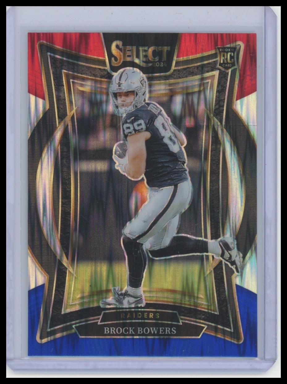 2024 Panini Select Brock Bowers Red Blue Prizm Shock RC Rookie #31