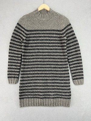 Abercrombie & Fitch Dress Knitted Size M Taupe And Navy Striped | eBay