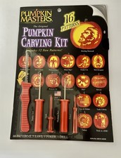 Vintage Pumpkin Masters Carving Kit 16 Patterns 4 Tools Halloween NOS Sealed