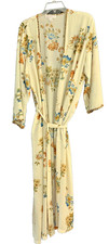 Vintage Oscar De La Renta Pink Label Satin Kimono Robe Size M with Pockets