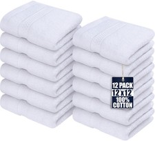 12 Pack Premium Wash Cloths Set, 12 by 12 Inches, 100 Cotton Ring Spun, High...