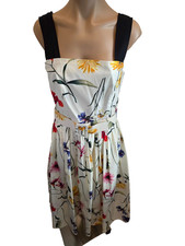OSCAR DE LA RENTA White Spaghetti Strap Dress with Vibrant Floral Design - 4