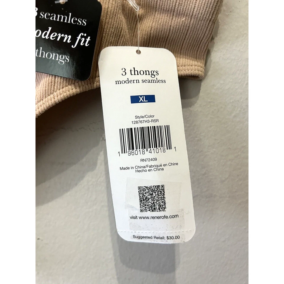 Nuevo con etiquetas Conjunto de 3 bragas de tanga sin costuras para mujer Rene Rofe talla XL 14 16 Foto 3 de 4