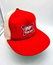 VTG Miller High Life Trucker Hat Red White Mesh Snapback Breweriana USA Made