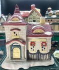 Christmas Village Lot of 6, large light up, porcelain, pub, hotel, bakery, hall — photo 2