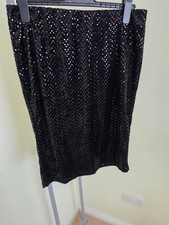 Beloved Woman Women's Pencil Knee Skirt Black Sequin Elastic Waist Size L